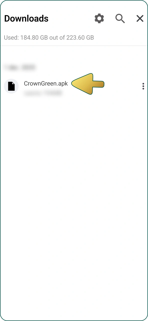 Find downloaded official Crowngreen android apk.