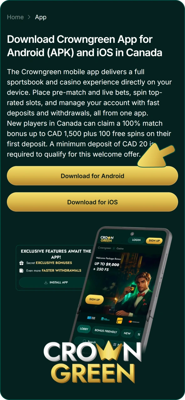 Click this button to get Crowngreen android app.