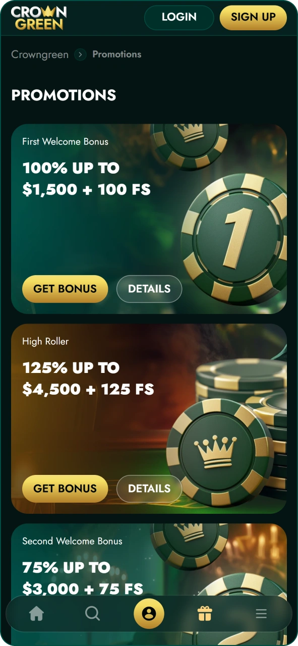 Claim your exclusive bonuses at Crowngreen app.