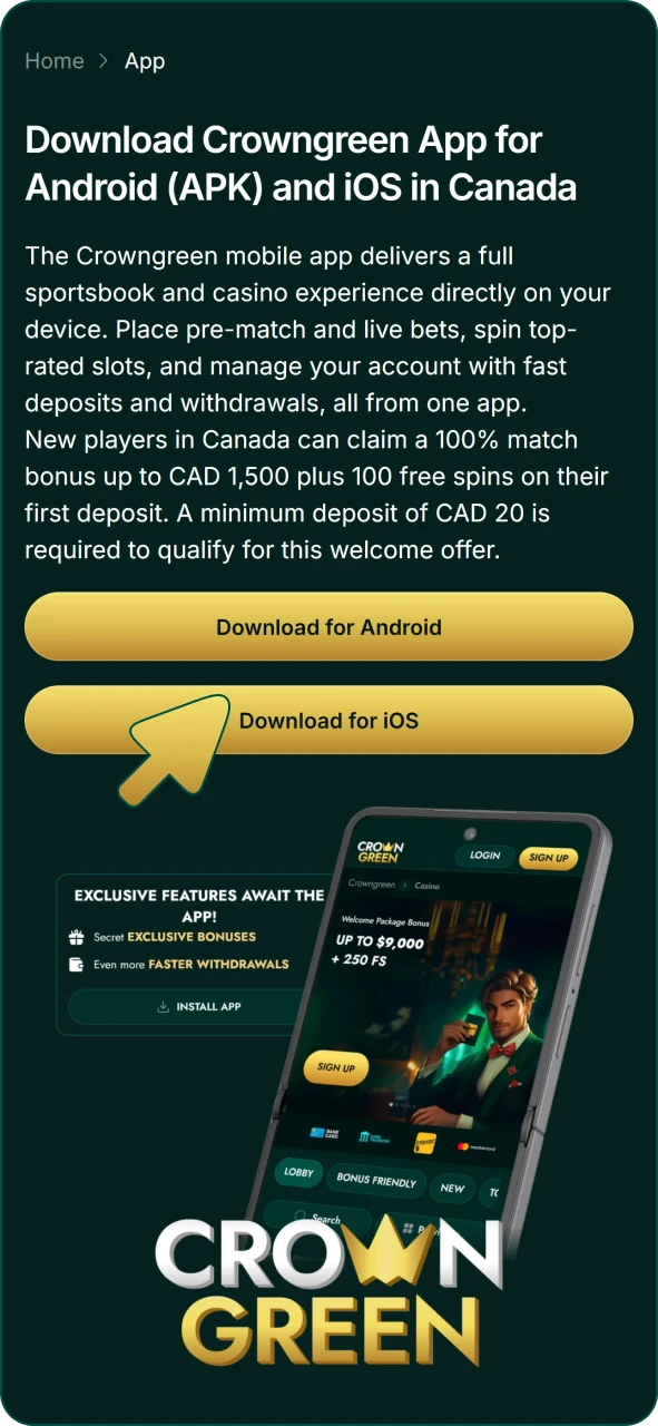 Click this button to get Crowngreen iOS PWA app.