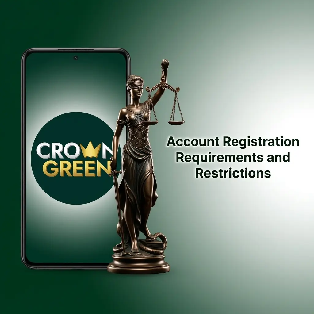 Crowngreen account registration requirements showing age limits, eligibility rules, and restricted jurisdictions for Canadian players
