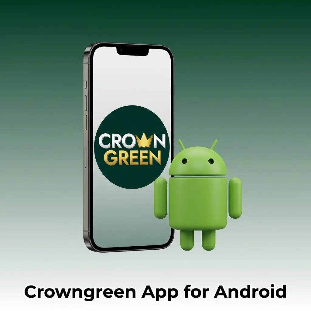 Crowngreen Android app interface showing sports betting and casino features available for free download on mobile devices