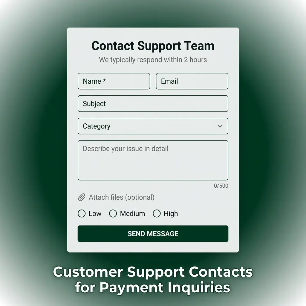 Crowngreen casino customer support contacts for payment inquiries including live chat, email, and Help Centre options