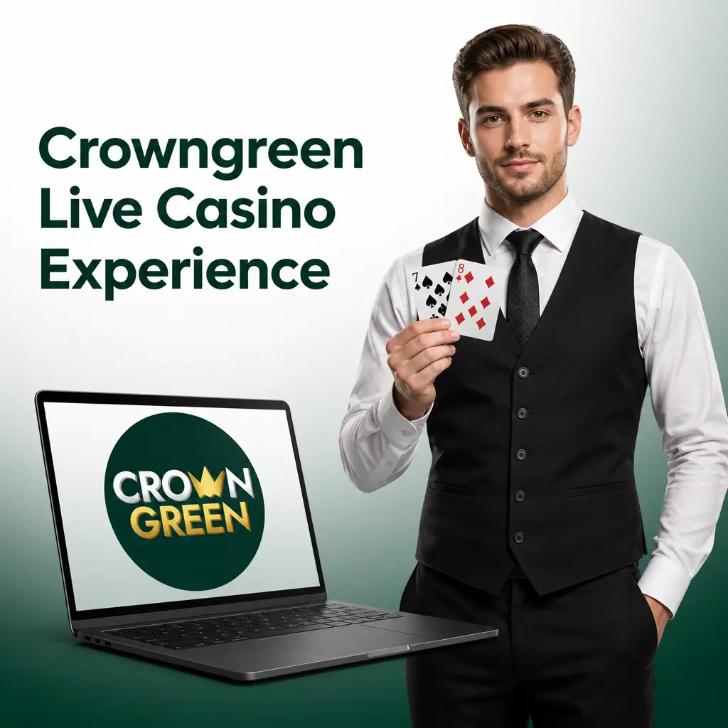 Crowngreen live casino HD studio with professional dealer streaming live blackjack, roulette, and baccarat for Canadian players