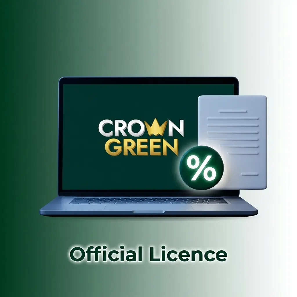 Crowngreen official Curaçao eGaming licence displayed on website footer for player verification in Canada