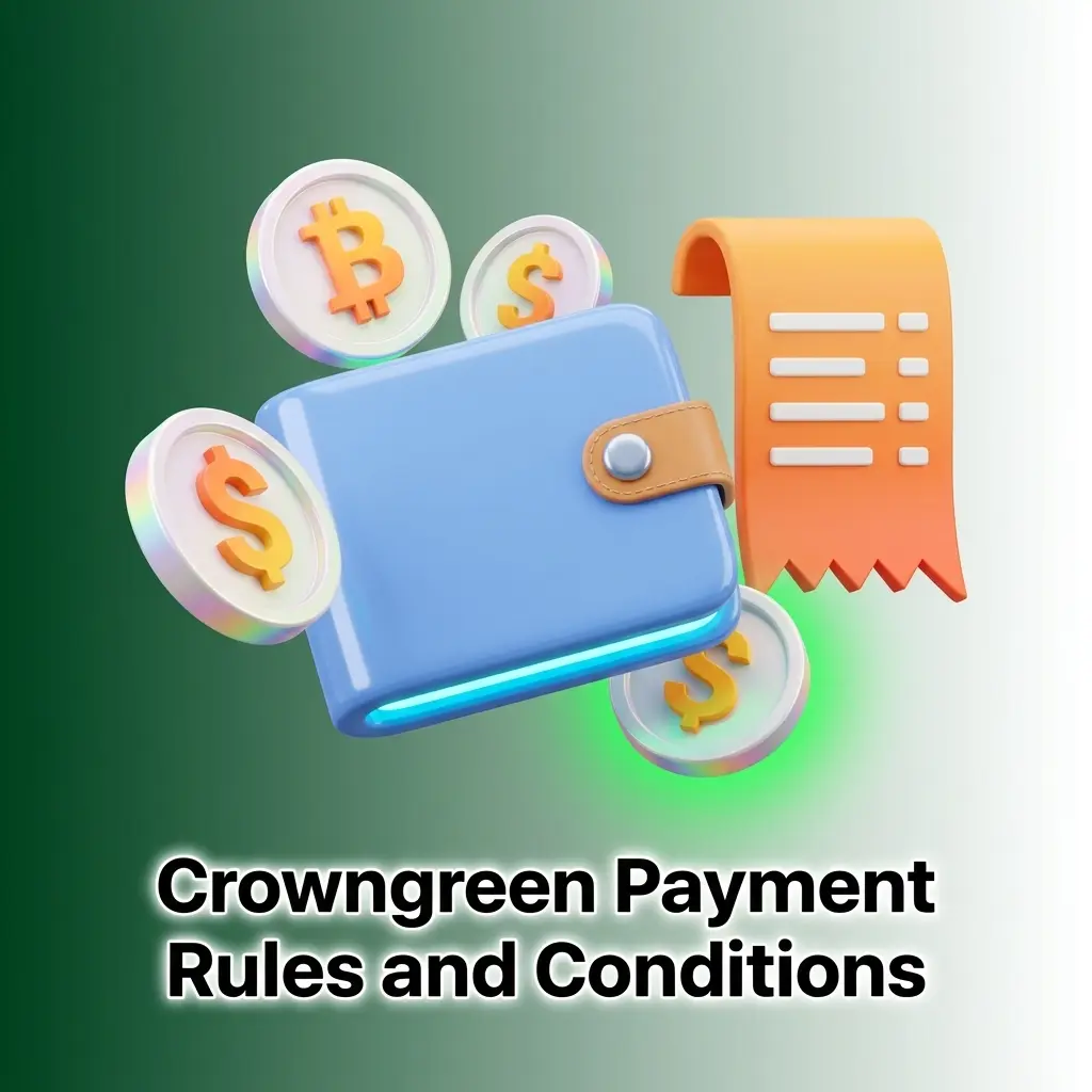 Crowngreen payment rules and conditions covering KYC, same-method withdrawals, and CAD transactions for Canadian players