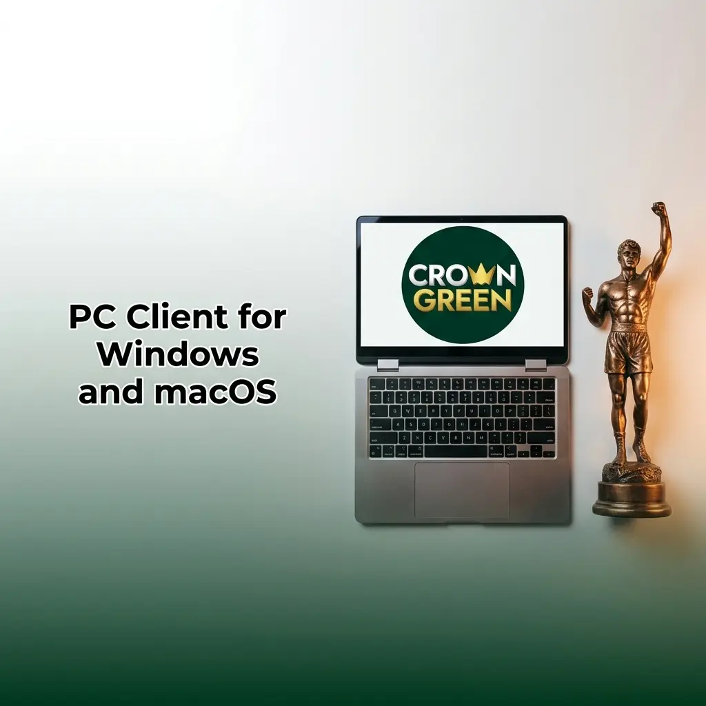 Crowngreen sportsbook and casino accessed via browser on Windows and macOS desktop without downloadable client