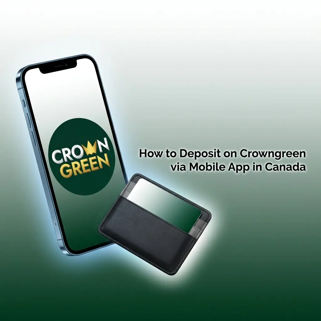 Crowngreen mobile app deposit screen showing Interac and e-wallet payment options for Canadian users on iOS and Android