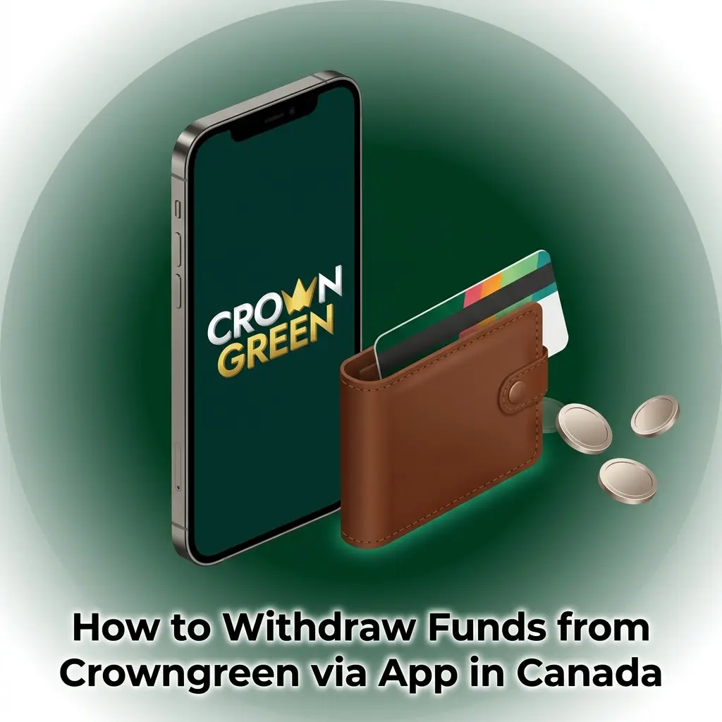 Canadian player submitting a withdrawal request on the Crowngreen mobile app using Interac for fast CAD payout