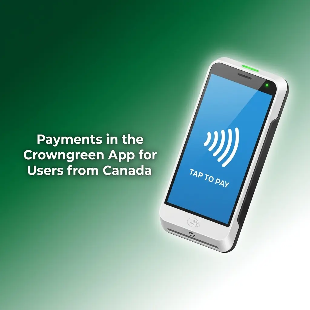 Crowngreen app payment methods for Canadian users including Visa, Interac, Skrill, and Apple Pay