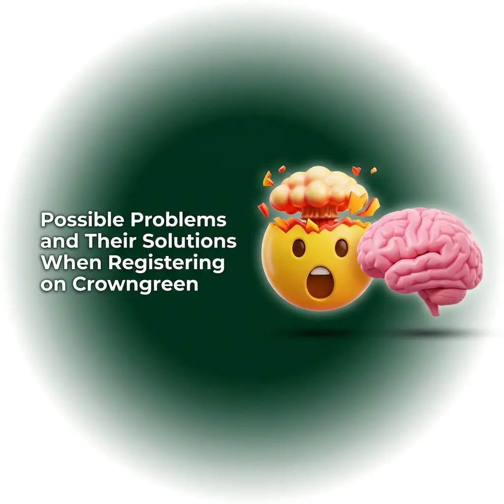 Crowngreen registration troubleshooting table showing common problems like email confirmation and age verification with solutions