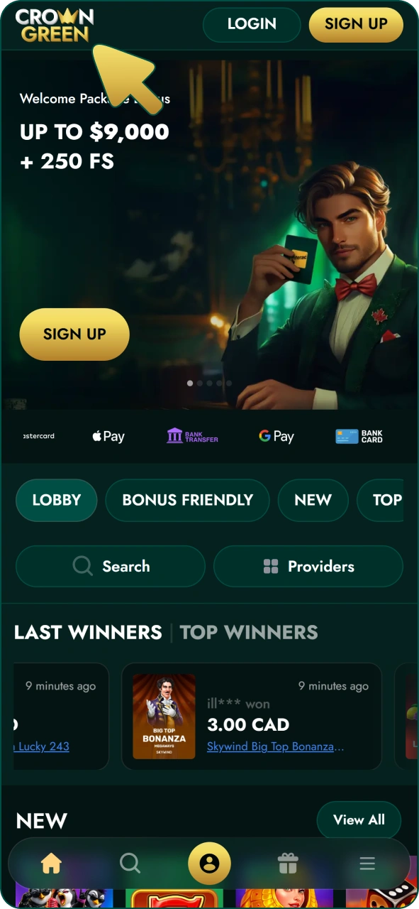 Open official Crowngreen website to get app and register.